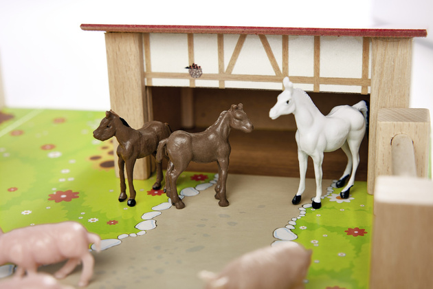 OUTLET Drewniana Farma Zagroda + figurki zwierzątka wiejskie gospodarstwo domowe 23 elementy WADLIWA