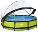 Basen ogrodowy okrągły 360x76 cm z pompą filtrującą i zadaszeniem zielony