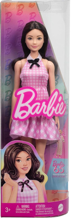 Lalka Barbie Fashionistas w różowej sukience w kratkę #224