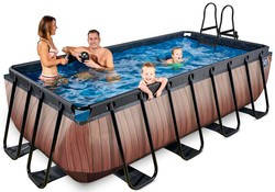 Basen ogrodowy 400x200x100cm z pompą piaskową i drabiną brązowy