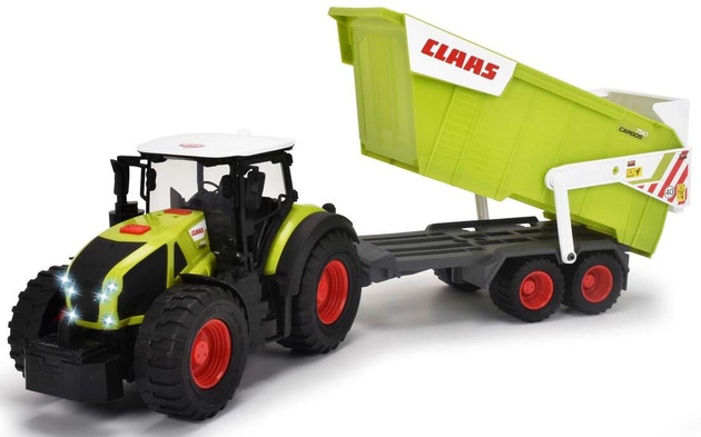 Duży interaktywny traktor ciągnik z przyczepą Claas światło/dźwięk 64 cm