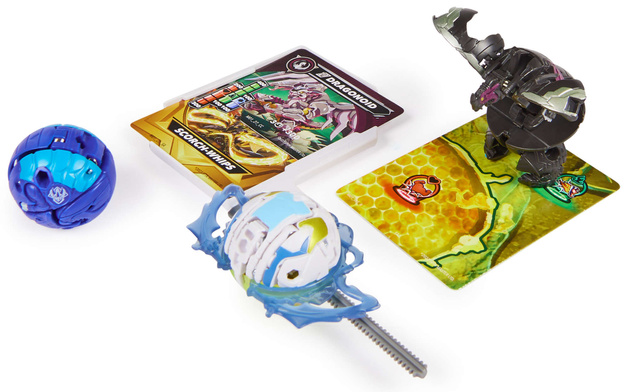 Bakugan Zestaw startowy 3 figurki kolekcjonerskie Atak Specjalny Mantid Titanium Dragonoid Trox Spin Master
