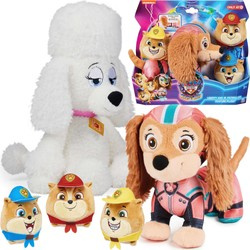 ZESTAW NA ALLEGRO Psi Patrol The Mighty Movie Wielki Film Liberty Maskotka Pluszowa Piesek 20 cm GUND + kotki Poms