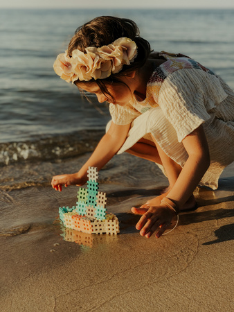 Klocki konstrukcyjne Mini Waffle zestaw w pastelowych kolorach 300 elementów Marioinex