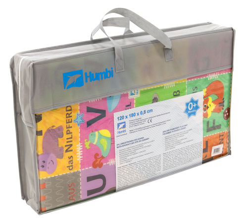 Dwustronna Składana Mata Edukacyjna z pianki XPE Podłogowa Bezpieczna 120x180 niemiecki alfabet wieś Humbi