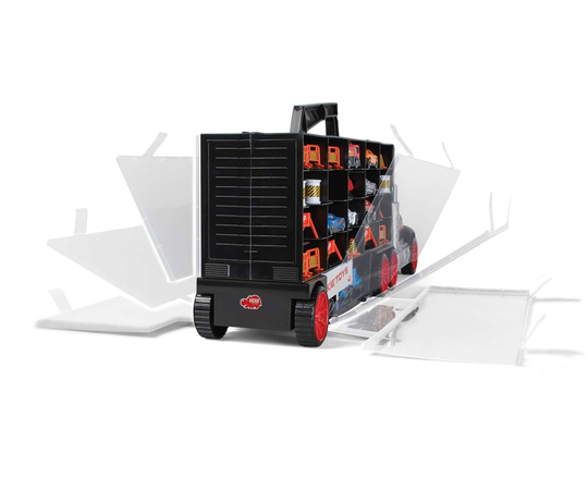 Ciężarówka Transporter Walizka na resoraki Laweta 63 cm + autka helikopter i akcesoria drogowe