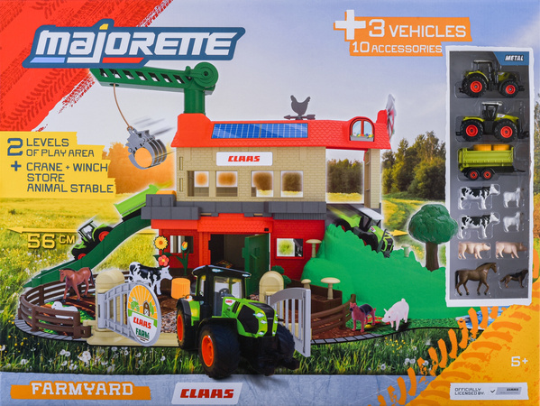 Duży Zestaw farma Claas zagroda 3 pojazdy rolnicze figurki zwierząt + akcesoria