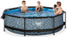 Basen ogrodowy okrągły 300x76 cm z pompą filtrującą i zadaszeniem szary