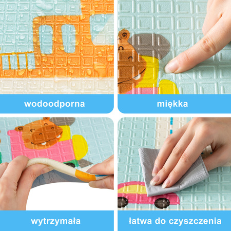 Humbi Dwustronna Składana Mata Piankowa Edukacyjna z pianki XPE 120x180 Miarka Ulice