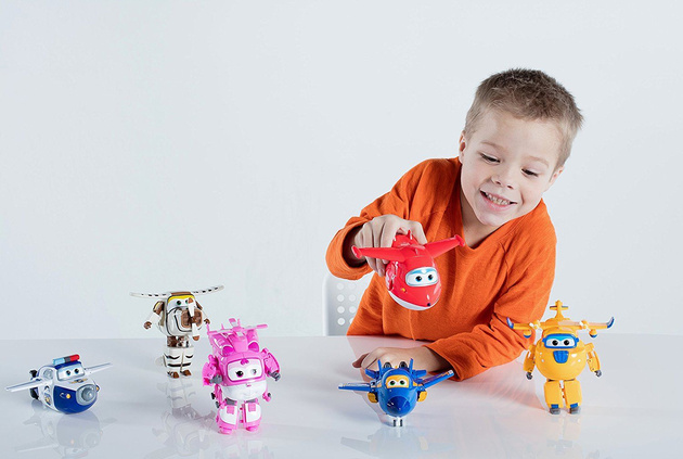 Super Wings Figurki Transformujące samolot robot Jerome (Lotek) i Jett (Dżetek)