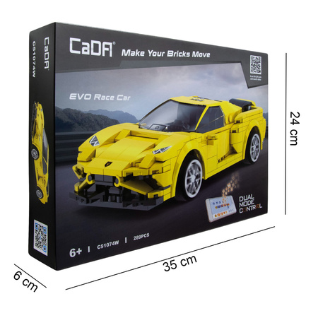 Klocki CaDA Pojazd zdalnie sterowany Auto wyścigowe EVO Race Car + wytrzymały Lotus Evija RC Dual Mode 597 el.