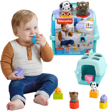 Fisher-Price Sorter Transporter Zestaw klocków z motywem zwierząt + gryzak GRATIS