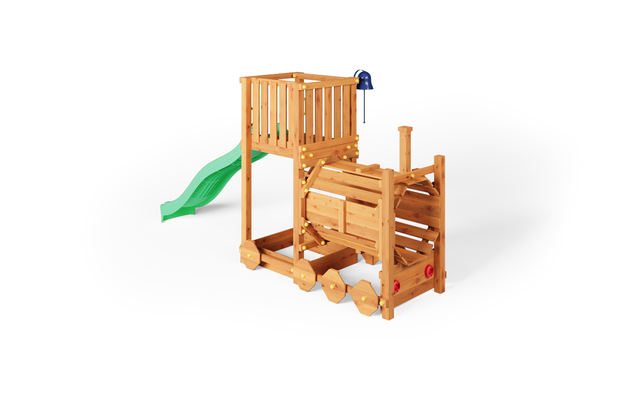 Fungoo Plac zabaw drewniany ogrodowy Loco pociąg lokomotywa zjeżdżalnia