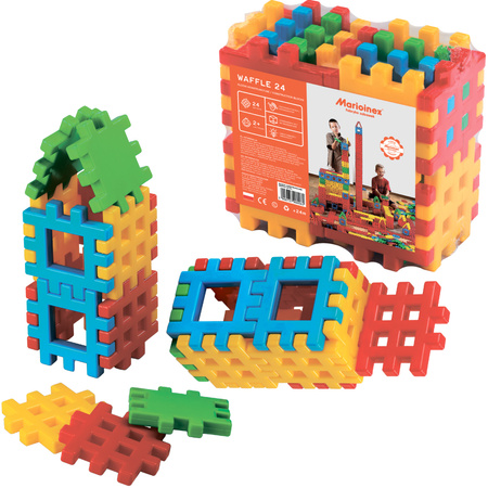 Klocki konstrukcyjne Waffle zestaw 24 dużych elementów Marioinex