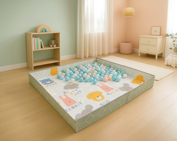 Dwustronna Składana Mata Edukacyjna 2w1 z pianki XPE Podłogowa Bezpieczna Humbi 200x180 cm z rzepami