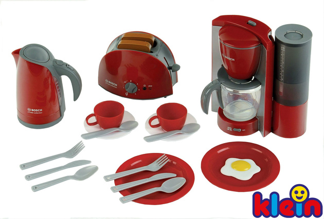 Duży zestaw śniadaniowy Bosch toster czajnik dla dzieci Klein 9564