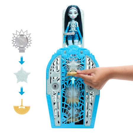 Monster High Zestaw Lalka Frankie Stein 28 cm + akcesoria niespodzianki Straszyceum
