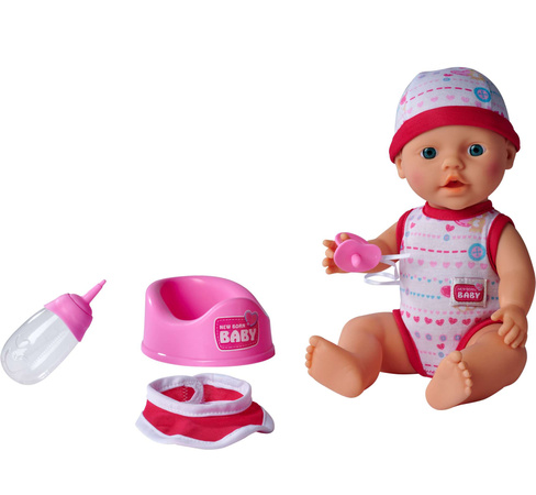 Zestaw Lalka bobas funkcyjny noworodek siusiający New Born Baby 30 cm