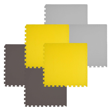 Mata piankowa podłogowa Humbi 180x120 Duże puzzle piankowe wodoodporne bezpieczne 6 szt. żółty, szary, brązowy