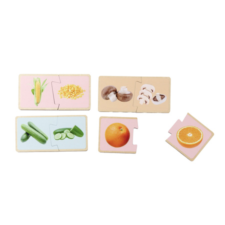 Montessori Kolorowe Drewniane Puzzle Układanka edukacyjna Owoce i Warzywa 34 elementy