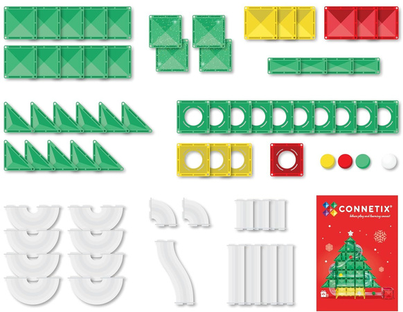 CONNETIX Zestaw Świąteczny Christmas Tree Special Edition Ball Run Pack Kreatywne klocki magnetyczne 71 elementów