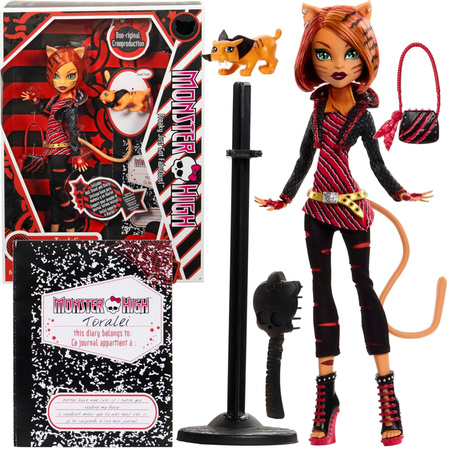 Lalka kolekcjonerska Monster High Toralei Reprodukcja Tygrysek 27 cm + akcesoria ubrania Straszyceum