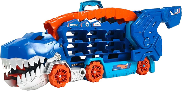 Hot Wheels T- Rex Mega Transporter światło/dźwięk + 2 auta