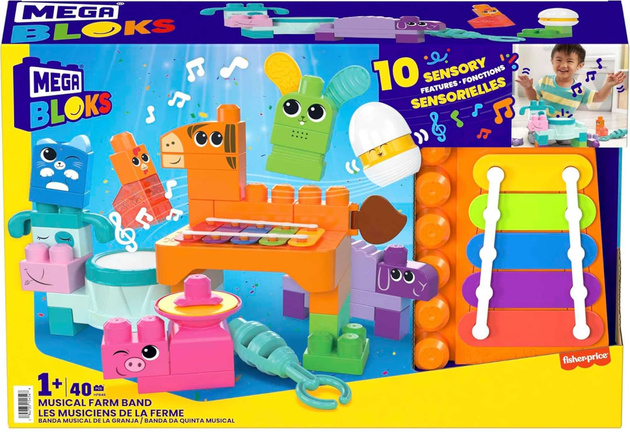 Sensoryczny zestaw konstrukcyjny klocki Farma Muzyczna Muzykalne zwierzątka z farmy 40 elementów