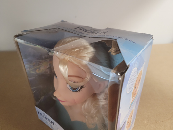 OUTLET Lalka Głowa do czesania i stylizacji włosów Księżniczka Disney Elsa Kraina Lodu +szczotka USZKODZONE OPAKOWANIE