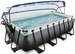 Basen ogrodowy 400x200x100 cm z pompą piaskową zadaszeniem i drabiną czarny