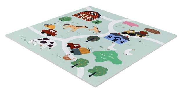 Mata podłogowa edukacyjna 180x90 Grube puzzle piankowe 18 szt. Humbi Farma Wieś Gospodarstwo Zwierzęta domowe