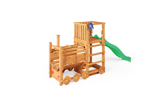 Fungoo Plac zabaw drewniany ogrodowy Loco pociąg lokomotywa zjeżdżalnia