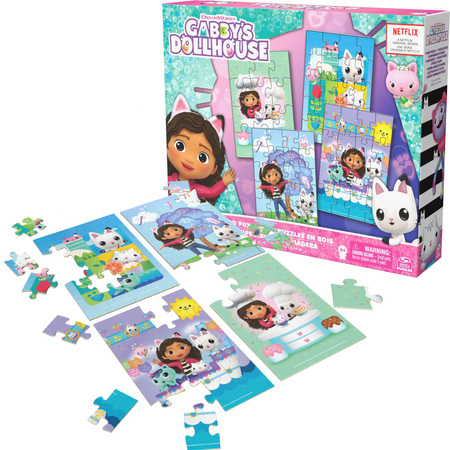 OUTLET Drewniane puzzle Koci Domek Gabi 4 układanki USZKODZONE OPAKOWANIE