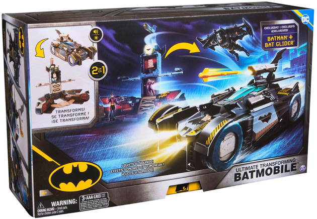 DC Comics Batman Zestaw Batmobile Ultimate Transforming + figurka 10 cm Światło Dźwięk