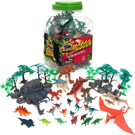 Zestaw Eichhorn Drewniana farma 23 elementy+Zestaw Figurek Dinozaurów w pojemniku 55 elementów