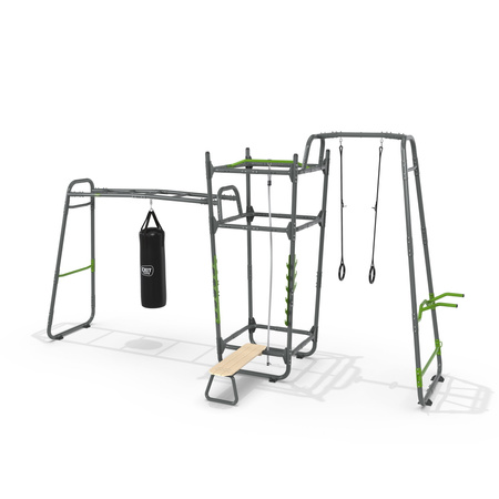 Siłownia Fitness GetSet PS610 Stacja treningowa siłowa gimnastyczna Stanowisko do ćwiczeń: drążki, ławka, stojak, worek, lina, drabinka, kółka