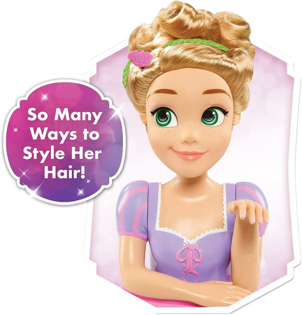 Lalka Głowa do czesania i stylizacji włosów+ manicure Księżniczka Disney Roszpunka Zaplątani +akcesoria 13 elementów