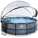 Basen ogrodowy okrągły 427x122 cm z pompą piaskową, drabinką i zadaszeniem szary