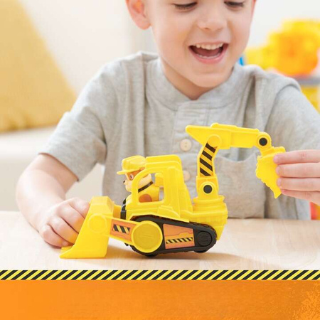 Psi Patrol Rubble i jego Ekipa Rubble&Crew Bark Yard Crane Tower Duży zestaw Dźwig 60cm żółty Buldożer z figurką i piaskiem kinetycznym + akcesoria Dźwięk