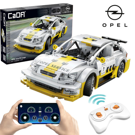 Klocki konstrukcyjne CaDA Zdalnie sterowany samochód sportowy biały Opel Astra V8 Coupe Auto wyścigowe RC Dual Mode 330 elementów