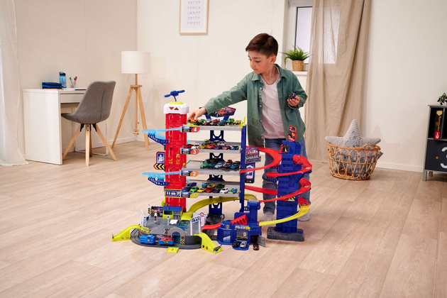 Duży Zestaw Garaż Parking samochodowy Super Centrum Pościgu + 24 kolorowe auta Światło Dźwięk