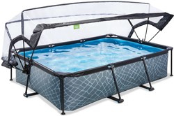 Basen ogrodowy 300x200x65 cm z pompą filtrującą i pokrywą szary