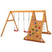 Plac zabaw drewniany ogrodowy duży Spider King 2x huśtawka, ścianka wspinaczkowa, siatka