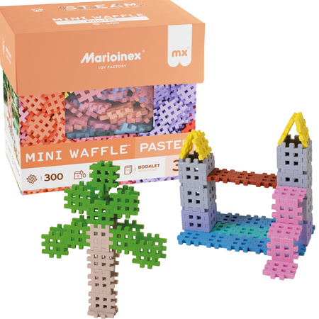 Klocki konstrukcyjne Mini Waffle zestaw w pastelowych kolorach 300 elementów Marioinex