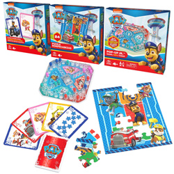 Psi Patrol Zestaw Gier I Puzzli Chińczyk Pop-up Karty Jumbo Talia Do Gry