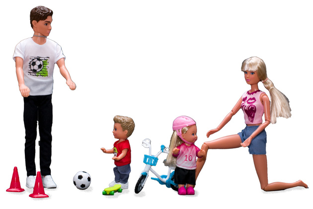 OUTLET Steffi Love Zestaw lalek rodzina sportowa Steffi, Kevin i dzieci WADLIWY
