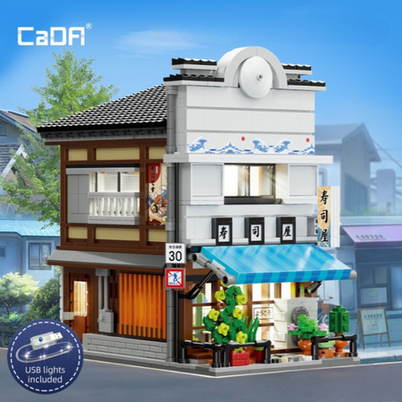 Klocki Konstrukcyjne CaDA Sklep z Sushi Budynek w japońskim stylu światło LED 1665 elementów C66018W