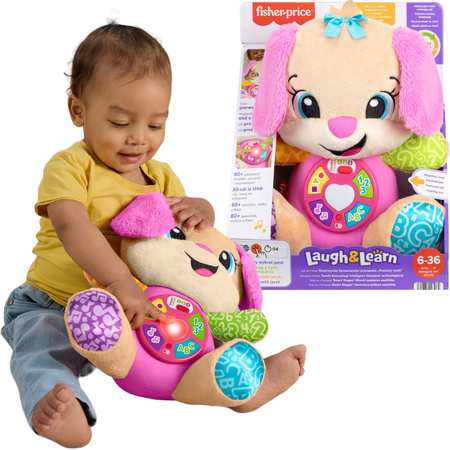 Fisher Price Interaktywny Szczeniaczek Uczniaczek Dla najmłodszych Różowy Ucz się i śmiej!