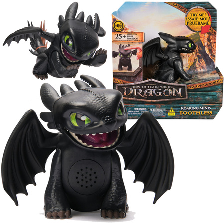 Jak wytresować smoka Szczerbatek figurka Interaktywna Roaring Minis Toothless 25+ dźwięków 