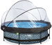 Basen ogrodowy okrągły 300x76 cm z pompą filtrującą i zadaszeniem szary
